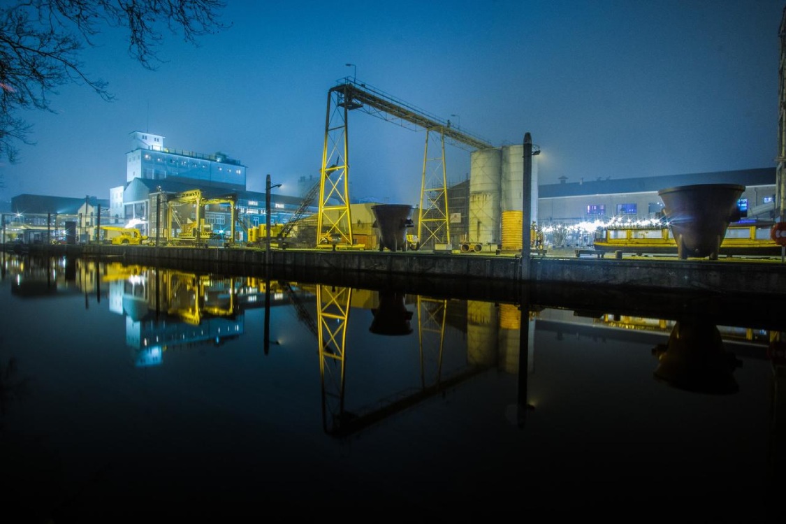 The Old Industrial Buildings Now Serve a Cultural and Purpose. On the Docks, a Selection of Preserved Machinery is Shown as Part of an Exhibition. The Old Industrial Buildings Now Serve a Cultural and Purpose. On the Docks, a Selection of Preserved Machinery is Shown as Part of an Exhibition.